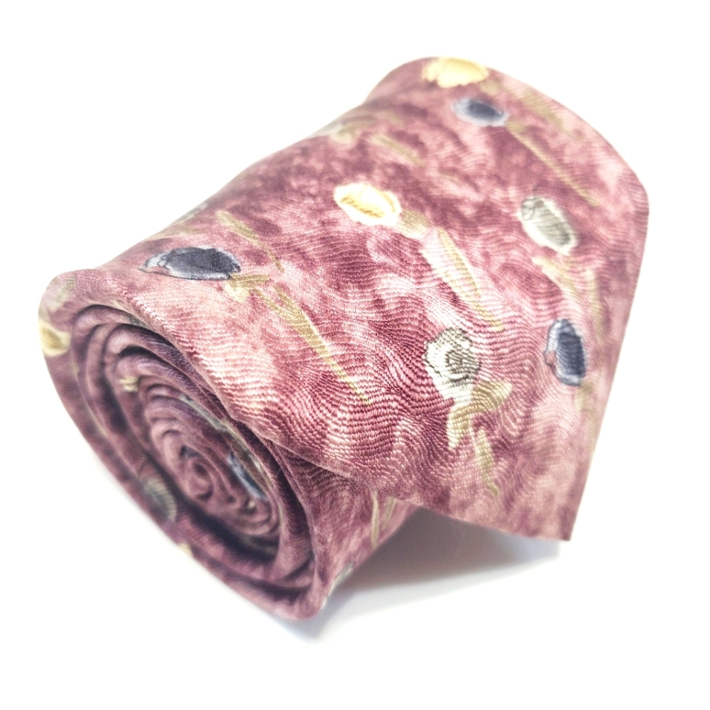 Lamberti Necktie Purple Floral Pattern Men's Silk Neck Tie 59x3.5"